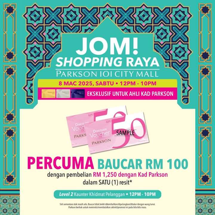 Parkson IOI City Mall Malaysia-percuma baucar-rm100-2025-jomsale