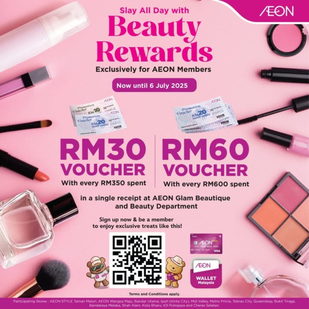 Save More on Beauty: AEON Rewards Exclusive RM30/RM60 Vouchers & Complimentary Luxury Gifts